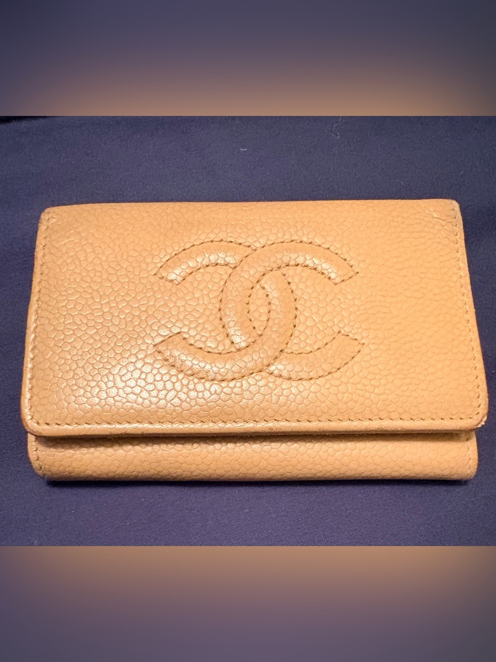 Vintage CHANEL Timeless CC Beige Caviar Leather 6 Key Case Card 8 Series - Picture 3 of 16